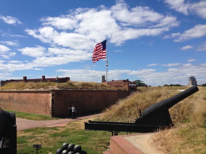 The American flag of Fort McHenry.